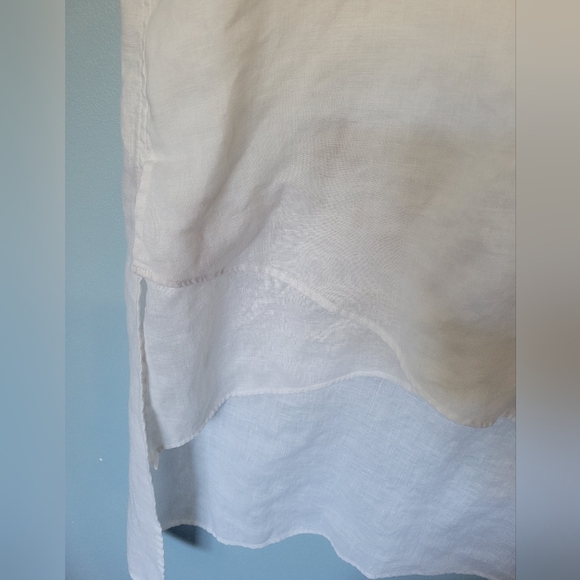 Chico's Linen Non-iron Lagenlook Tunic Tp Size 2 Large White - Picture 5 of 7